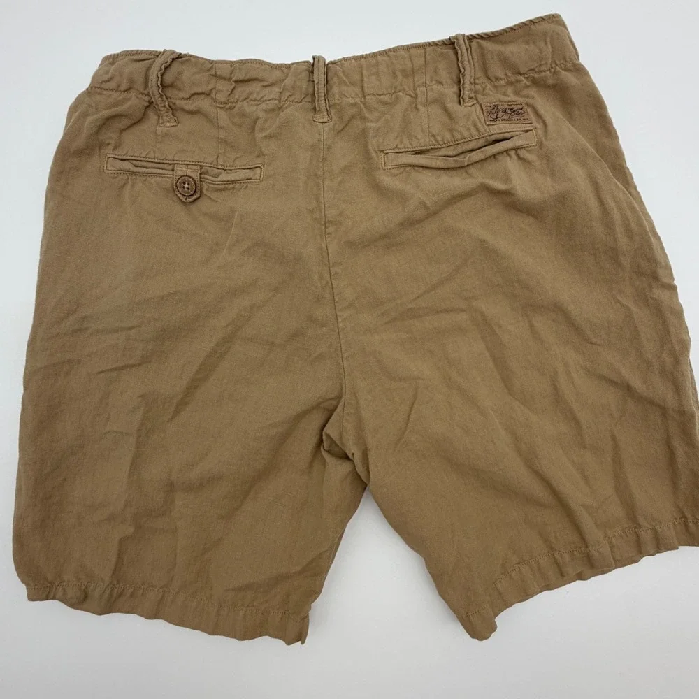 Polo Ralph Lauren Mens Classic Fit Linen Cotton Naval Tailors Shorts Tan 30